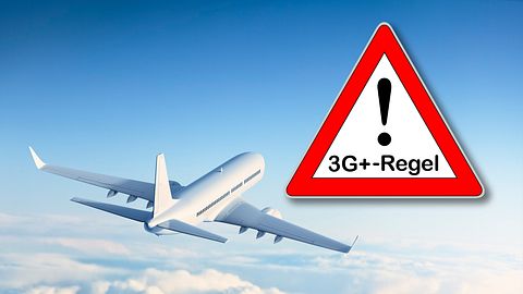 Flugzeug in der Luft mit 3G-Warnhinweis - Foto: iStock/spooh & iStock/Santje09 