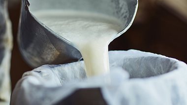Milch wird in einen Bottich gekippt - Foto: istock/peopleimages