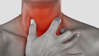 Zeichnet sich im vorderen Halsbereich eine sichtbare Beule ab, kann dies ein Zeichen für eine Schilddrüsenvergrößerung sein - Foto: shutterstock