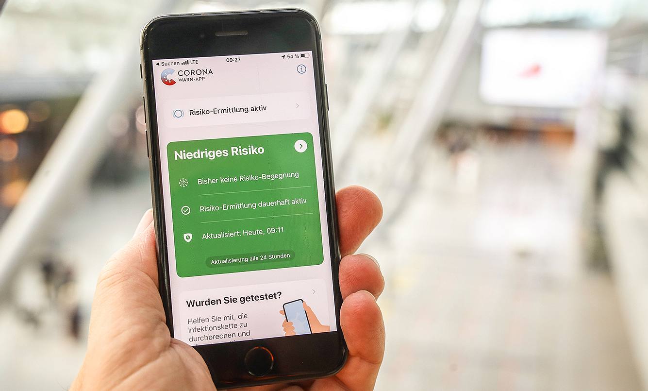 Corona-Warn-App mit niedrigem Infektionsrisiko