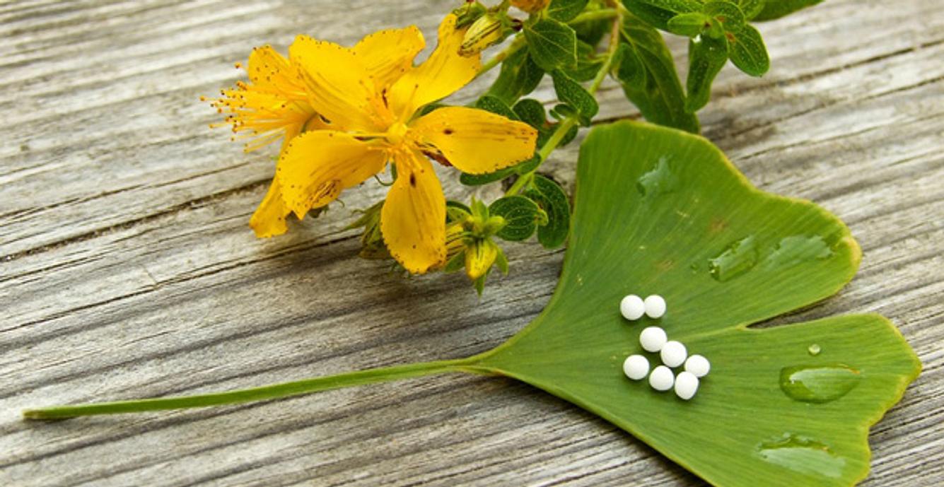 Ein Ginkgo-Blatt mit Tabletten