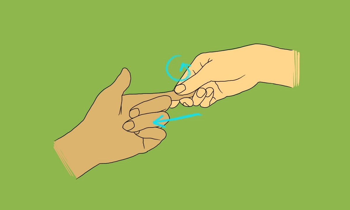 Eine Illustration dazu, wie man die Finger massiert