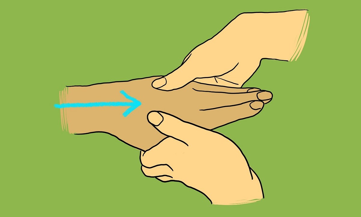 Eine Illustration dazu, wie man die Hand ausstreicht