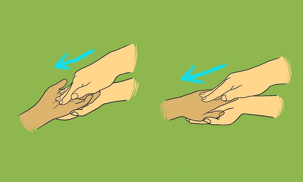 Eine Illustration dazu, wie man die Hand ausstreicht