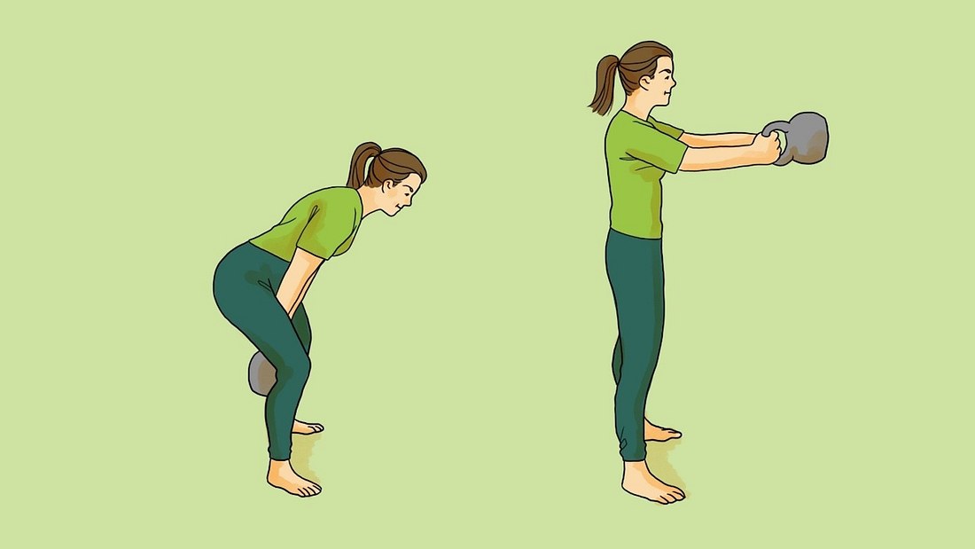 Kettlebell Swing Frau macht den Kettlebell Swing