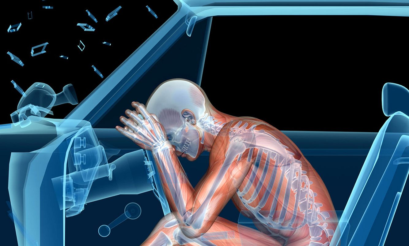 Animation Mensch bei Verkehrsunfall