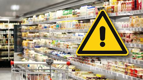 Supermarktregale und Warnschild - Foto: iStock/VLG