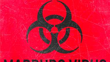 Warnzeichen vor biologischen Gefahren mit Schriftzug „Marburg Virus - Foto: istock/Naeblys