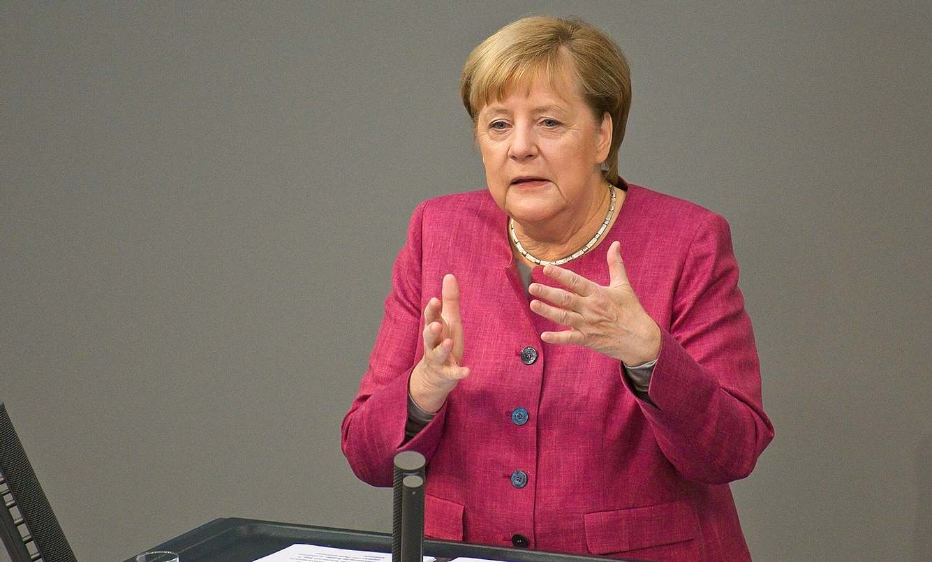 Bundeskanzlerin Angela Merkel spricht bei Pressekonferenz