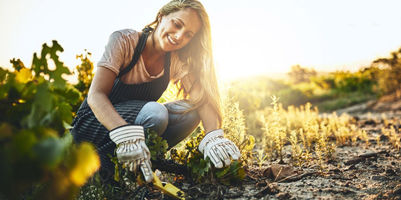 Eine Frau macht Gartenarbeit